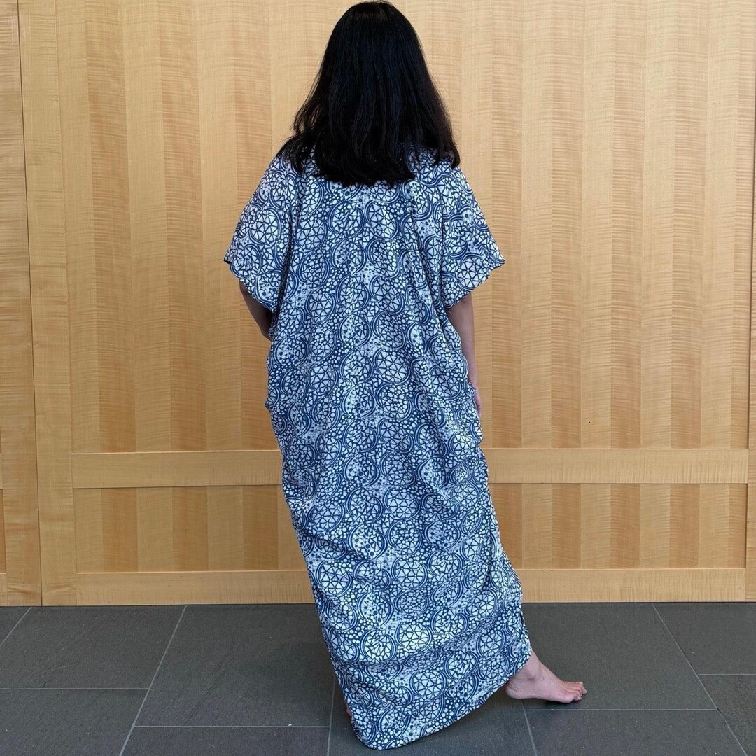 Hand Dyed Batik Kaftan Dress 100 Cotton Maxi, Long, Caftan, Blue, Loose, Plus Size, Island Luxe, Tropical Resort, White Lotus Inspired | MakerPlace by Michaels Hand Dyed Batik Kaftan Dress 100 Cotton Maxi, Long, Caftan, Blue, Loose, Plus Size, Island Luxe, Tropical Resort, White Lotus Inspired | MakerPlace by Michaels
